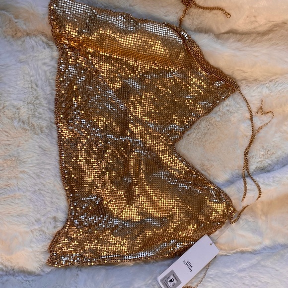 Urban Outfitters Other - Metal halter crop top new years shimmer gold